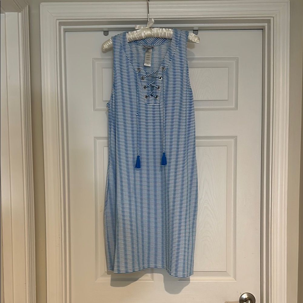 Tommy Bahama Blue Ribbed Sheath Midi Dress